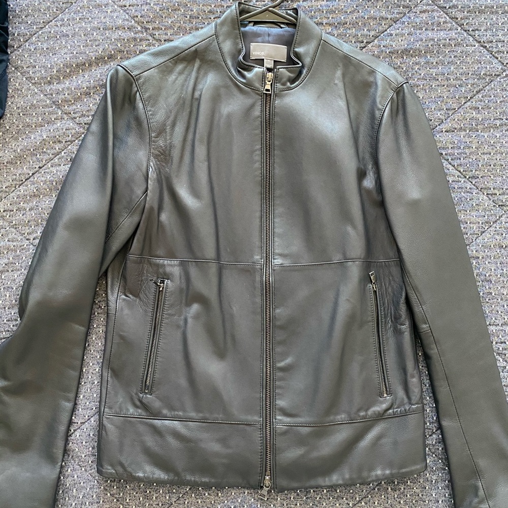 Vince navy leather jacket - 100% lambskin